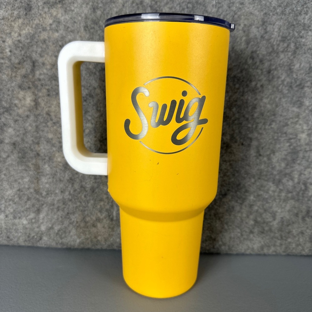 Swig Life Tumbler 40oz Yellow Travel Mug Insulated Cup with Handle No Straw